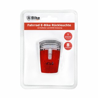 E-BIKE Fahrrad Rückleuchte mit  Reflektor und StVZO-Zulassung (8 CANDELA)