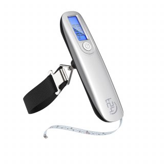 Digitale Kofferwaage Gepäckwaage bis 50kg mit Display - Silber / Schwarz
