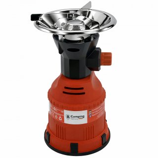 Campingkocher mit Piezozünder und Windschutz - Rot