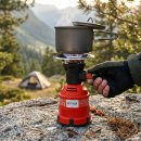 Campingkocher mit Piezoz&uuml;nder und Windschutz - Rot