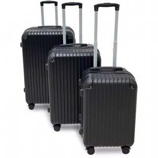 Reisekoffer 3-teilig - ABS Hartschale - schwarz