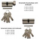 Sicherheits Zylinder 60mm (30/30) mit 5 Schlüsseln